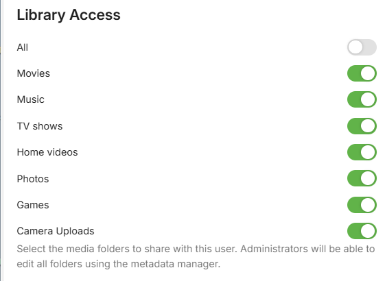 Library Access 勾选框